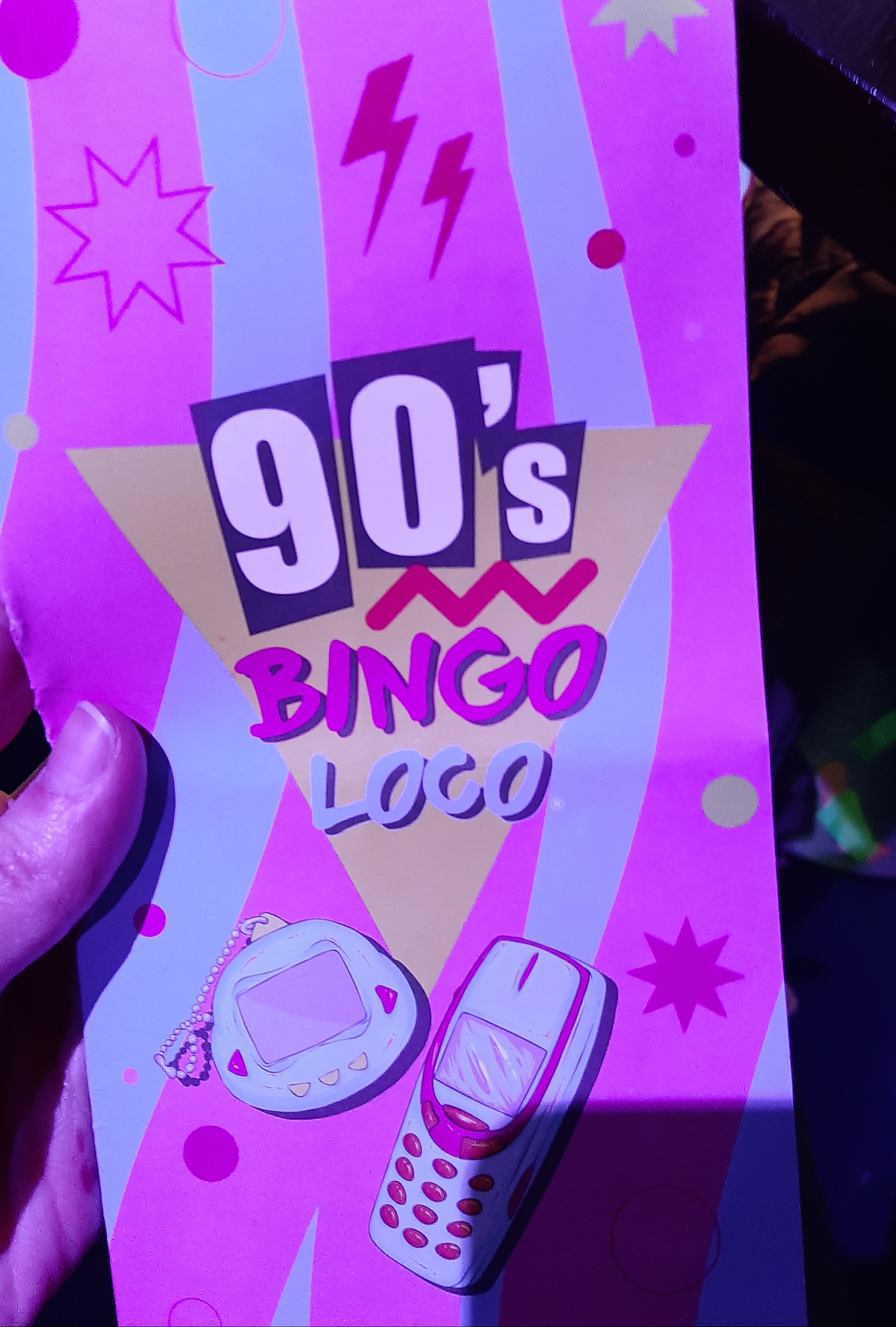 A flyer saying: "90's Bingo Loco"